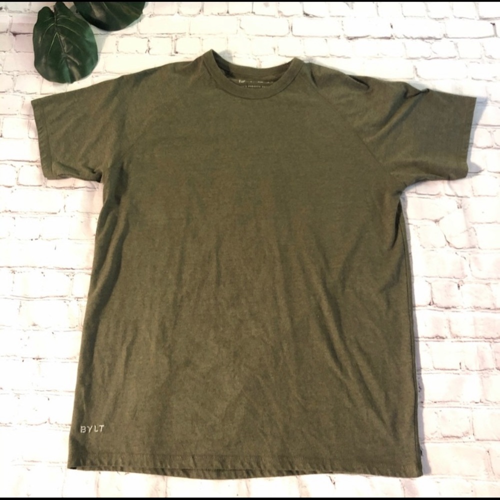 BYLT Olive Green Basic Short Sleeve Crew Neck Tee